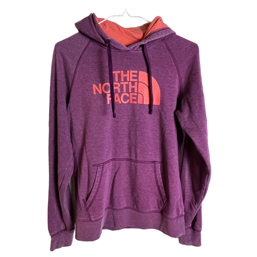 The North Face Hoodie Pullover S Purple Coral Logo Fleece Outdoor Streetwear